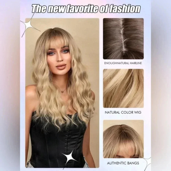 22 Inch Synthetic Curly Medium Wig with bangs - Picture 10 of 10